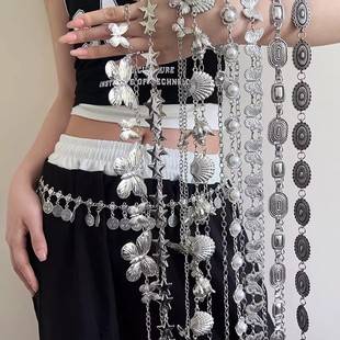 Summer Fashion Metal Waist Chain Retro Butterfly Thin Belt Accessories Versatile Dress Belt Chain High-End