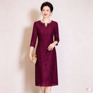 nrm8088 Elegant Mother of the Bride Wedding Dress 2026 New Lace Mother's Evening Gown Dress