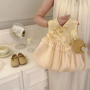 2026 New Style Girls' Summer Dress, New Chinese-Style One-Year-Old Baby Dress