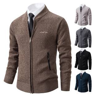 Foreign Trade 2026 Autumn and Winter New Men's Fashion Trendy Cardigan Jacket Men's Thickened Zip-Up Stand Collar Knitted Sweater