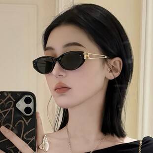 Jennie 2025 New Metal Leg Cat Eye Sunglasses Women's High-end Fashion Polarized Sunglasses Trendy