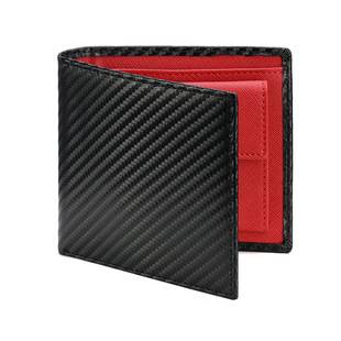 Amazon new men's carbon fiber pattern wallet two-fold leather wallet multi-card pocket short wallet Holder