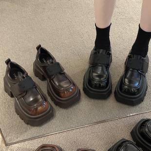 British Style Versatile Black Thick-Soled Height-Increasing Women's Leather Shoes 2025 New Spring and Autumn Mary Jane Loafers