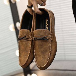 2024 New Summer Loafers for Men, Korean Style Slip-On Lazy Breathable Driving Men's Casual Leather Shoes, Men's Soft Soles