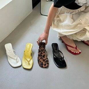 Simple high-heeled sandals, flip-flops, summer fairy-style outdoor wear 2026 new French toe sandals