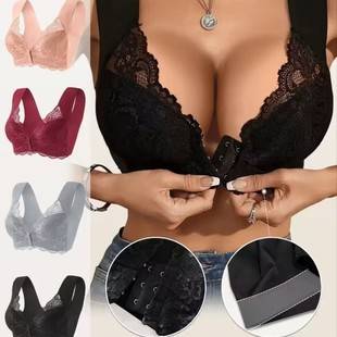 European Size Cross-Border Xiyin Popular Temu Large Size Push-Up Front Buckle Fixed Cup Lace Vest Bra Intimates