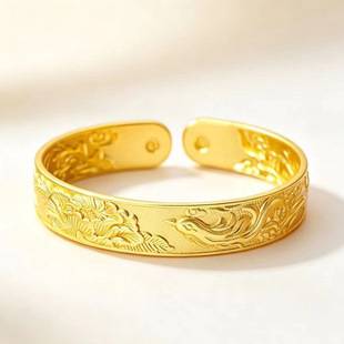 Popular live-streaming item: Women's open bangle with bird and phoenix motifs, featuring a modern Chinese style with a high-end feel, symbolizing continuous good fortune