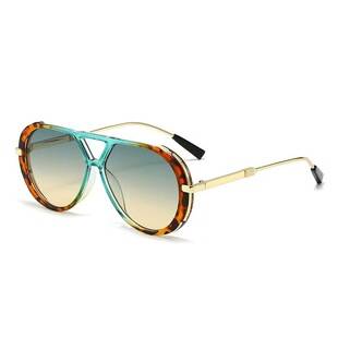 Cross-Border New Style Double-Bridge Sunglasses for Big Faces, Slimming Effect, European and American Style Women's High-End Sun Protection Retro Sunglasses
