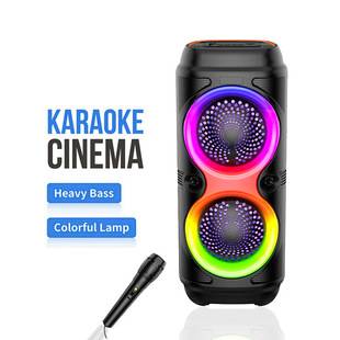 Cross-Border New Product Double Speaker Colorful Bluetooth Speaker Outdoor Microphone Square Dance Audio Stage Performance Factory Supply