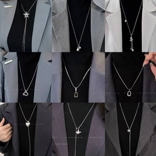 Factory Direct Sale ~ Neutral Style Versatile Men's European and American Geometric Square Clavicle Chain Base Shirt Accessory Sweater Accessory