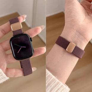 Suitable for Iwatchs11 Burgundy Smart Watch with Applewatch10 Woven Magnetic Nylon Strap for Women 12