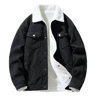 Cross-Border Autumn and Winter New Style Velvet Warm Corduroy Jacket Men's Trendy Lapel Cashmere Jacket Loose and Casual