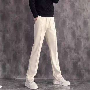 Men's Slim Straight-Leg Pants Spring and Autumn Simple Solid Color Casual Pants Versatile Stretchy Light Luxury Sweatpants