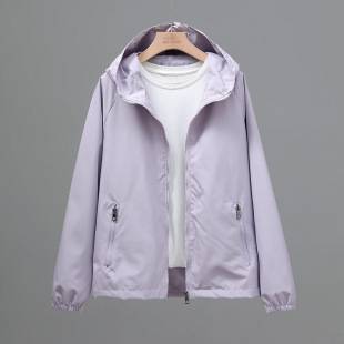 2026 Spring and Autumn New Women's Windproof and Waterproof Jacket Casual Hooded Top Loose Windbreaker Jacket Foreign Trade Jacket