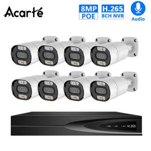 Acarte 8Mp 4K Camera Cctv Kit Fullcolor Cross-Border Poe Surveillance Camera Set