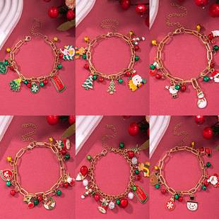 Cross-Border Christmas Bracelet with Bells, Pearl Jewelry, Snowflake and Reindeer Pendants, Anti-Static Sports Wristband Chain, Dragon Boat Festival