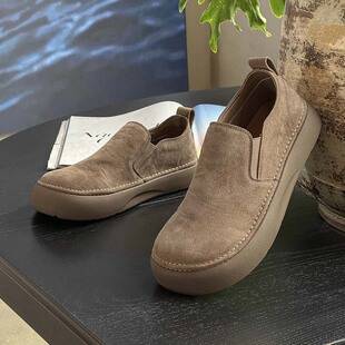 Trendy Retro Loafers, Slip-On Lazy Shoes, Suede Leather Casual Men's Shoes, Genuine Leather Breathable Thick-Soled Sneakers