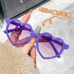 New Fashion Children's Sunglasses All-match Candy Color Boys and Girls Sunglasses Love UV Protection Baby Glasses