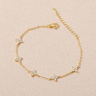Four-Leaf Clover Bracelet for Women, European and American Cross-Border Temu New Hot-Selling Fashion Minimalist Style Jewelry, Factory Direct Supply