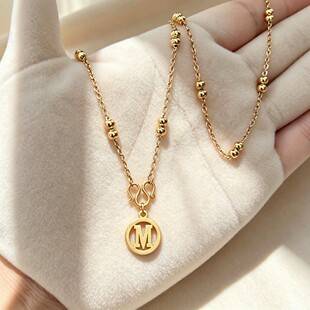 Cross-Border Hot-Selling Personalized Stainless Steel 26-Letter Necklace for Women, Electroplated Gold and Silver Color, Non-Fading, Simple and Versatile Pendant