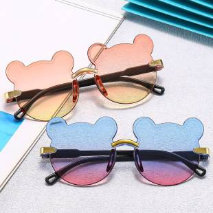 Wholesale Frameless Bear Children's Sunglasses Sunshade Sun Protection Boys and Girls Baby Cute Cartoon Sunglasses Glasses