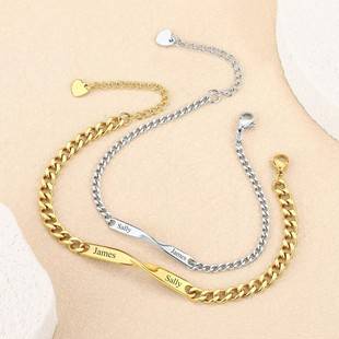 Lucky Bracelet with Niche Design, Popular on Social Media, for Couples, Male and Female Students, Retro Korean Style, Simple and Personalized, Titanium Steel with Engraving