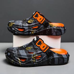 Hole Shoes Men's Summer Outwear Platform Sports Slippers Men's plus size 46 Baotou Cyber Popular Beach Sandals