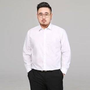 Men's Shirts, Plus-Size Long-Sleeved Men's Business Formal Shirts, Loose-Fitting, No-Iron Work Shirts for Fat Men