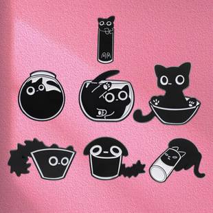Funny Cartoon Black Cat Brooch Personality Black Kitten Pet Cat Animal Brooch Bag Accessories New