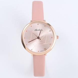 Casual Simple and Fresh Leather Strap Women's Watch Geometric Pattern Fashion Quartz Watch Student Watch Wholesale Watch