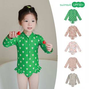 Girls' Anti-Chlorine Sun-Protective One-Piece Swimsuit, New Style, Fresh and Quick-Drying Swimwear for Girls, Cute Holiday Swimwear for Babies