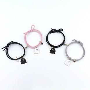 Cute ghost love magnetic couple bracelet ins Japanese and Korean girlfriends a pair of suction small rubber band Halloween accessories
