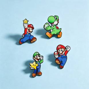 Super Mario Cartoon Brooch Metal Alloy Paint Uv Printing Anime Game Character Peripheral Commemorative Badge