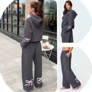 Trendy Brand Cross-border Amazon No Hat Rope No Leg Women's plus size Sweatshirt Sweatpants Loose Casual fleece-lined Casual Wear