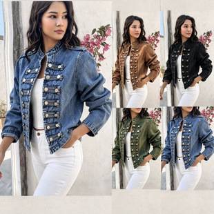 Cross-border European and American Amazon denim jacket vest new style jacket fashionable versatile independent designer long-sleeve women's clothing