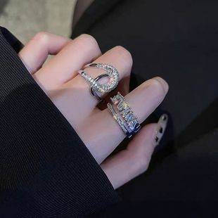 Copper Ring High-End Light Luxury Ring for Women Niche Design Minimalist Open Adjustable Personality Ins Trendy Index Finger Ring