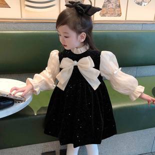 Girls Spring and Autumn Dress French Style Children's Clothing 2025 New Black Baby Girl Children's Spring Princess Dress