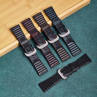 In-Stock Wholesale Genuine Leather Watch Strap Suitable for Seven Fridays Men's 28mm Black Color Line High-End