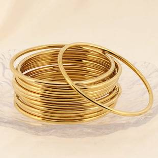 DIY Simple Round Wire Multi-Specification Linear Plain Ring 2mm Stainless Steel Glossy Stacked Women's Thin Bracelet