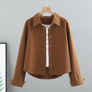 Denim Fashion Coat Women's Spring and Autumn Short Korean Style Loose and Versatile Long-Sleeved Shirt Work Jacket Trendy Top