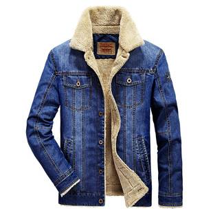 Cross-border Denim Jacket Men's Cotton-padded Casual Large Size Fleece-lined Jacket Men's Multi-pocket Outdoor Foreign Trade Lamb Fleece