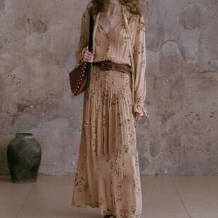 In-stock Ptre "Misty Wild Rose" rayon flowy ruched dress, French vintage dress, vintage floral print