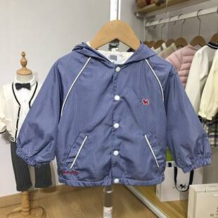 Y Korean-style children's clothing, double-layered hooded jacket for boys and girls, fine plaid baseball jacket 6091602
