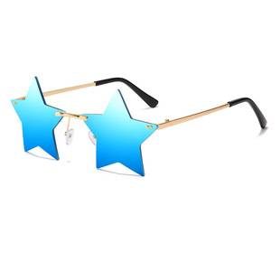 027 New Rimless Sunglasses Five-Pointed Star Shape Personalized Colorful Marine Sunglasses Ready for Sale by the Manufacturer
