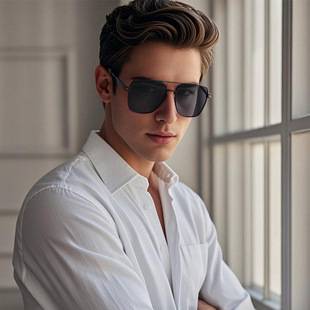 Men's Sunglasses with a Cool and High-End Vibe, 2026 New Retro Double-Bridge Design, Uv Protection, Specifically for Driving