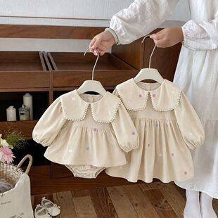 Girls' Dress for Spring and Autumn, Baby Romper, Long-Sleeve Bodysuit, Princess Dress for Baby Girls, One-Year-Old Girl's Formal Dress
