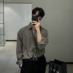 British Yuppie Men's Shirt Men's Long-sleeved High-end Sense Grey Light Mature Style Suit oversize Trendy Inner Shirt