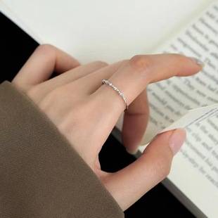 925 Silver Plated Flash Diamond Ring Niche Advanced Finger Ring Tail Ring Women's Light Luxury Ring Open Ring