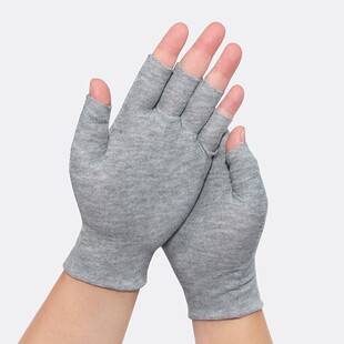 Breathable pure cotton half-finger gloves, lightweight, suitable for men and women for work, sweat-absorbent, sun-protective, with two or three fingers exposed