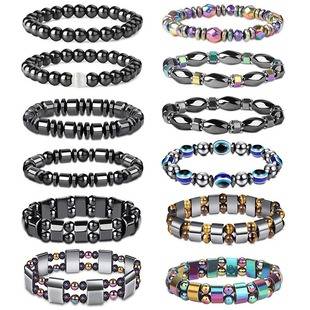 Cross-Border Trade Men's Magnetic Black Stone Tiger Eye Various Magnetic Bead Jewelry Bracelets Black Gallstone Magnetic Bracelets